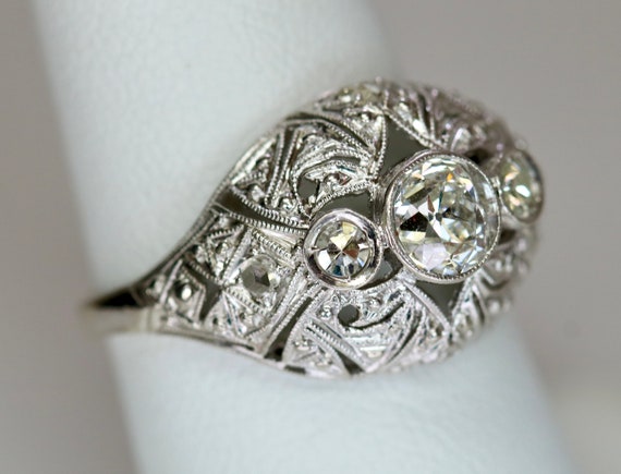 Antique Art Deco Era Ladies Ring Platinum 14K 0.6… - image 6