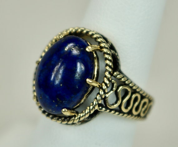 Vintage 14K Yellow Gold 4.9 Carats Lapis Lazuli R… - image 2