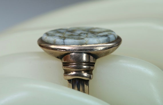 Antique Edwardian 9K Rose Gold Ladies Mens Ring w… - image 8