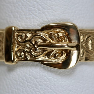 Mens Diamond Belt Buckle Ring 14K Gold Band Vintage