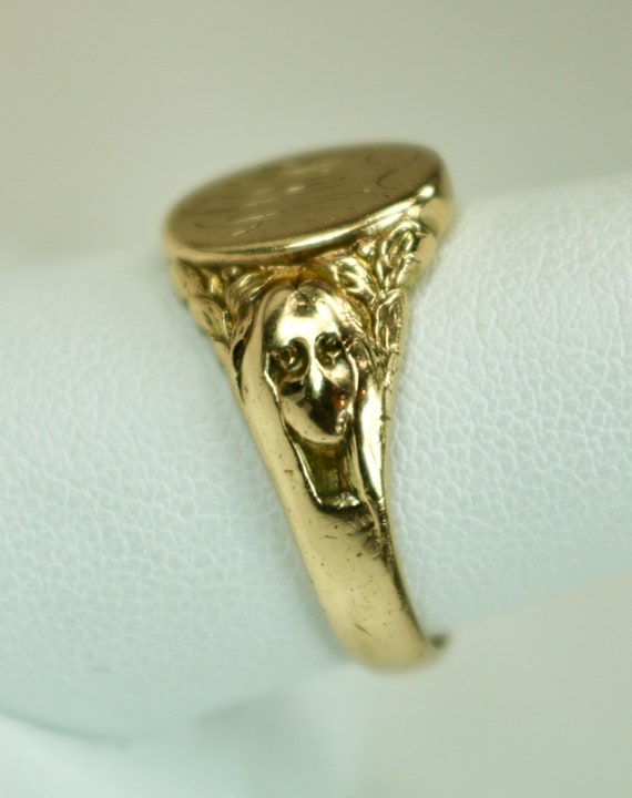 Antique 10K Rose Gold Mens or Ladies Signet Ring F