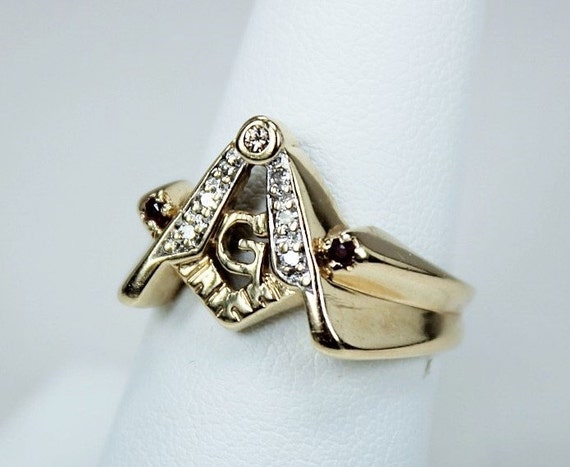 Vintage Art Deco Era Mens 14K Yellow Gold Masonic… - image 2