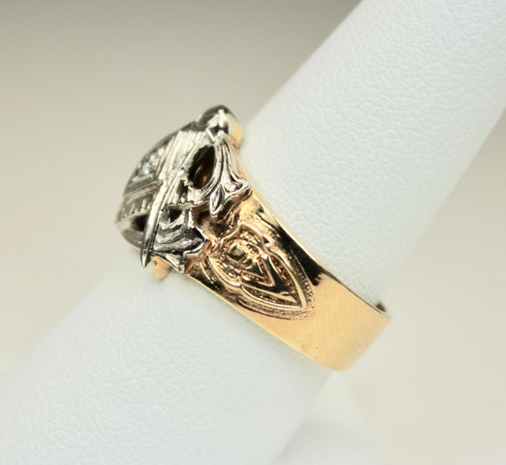 Vintage Art Deco Era Mens Ring 10K Yellow Gold 10… - image 3