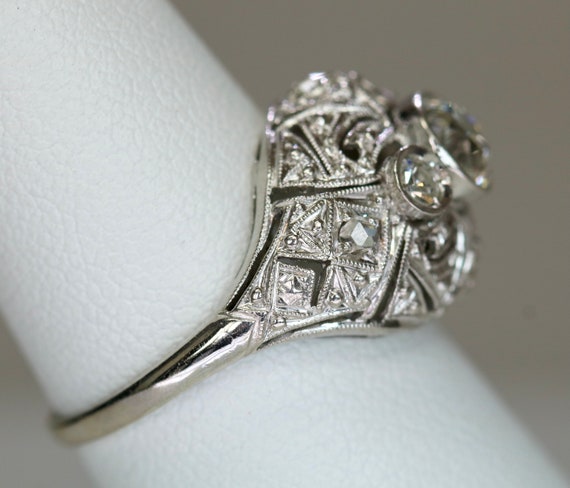 Antique Art Deco Era Ladies Ring Platinum 14K 0.6… - image 5