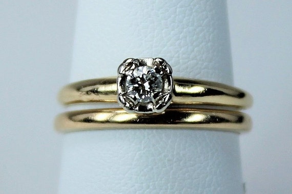 Vintage Hallmarked Ladies 14K Yellow Gold 0.22CT … - image 1