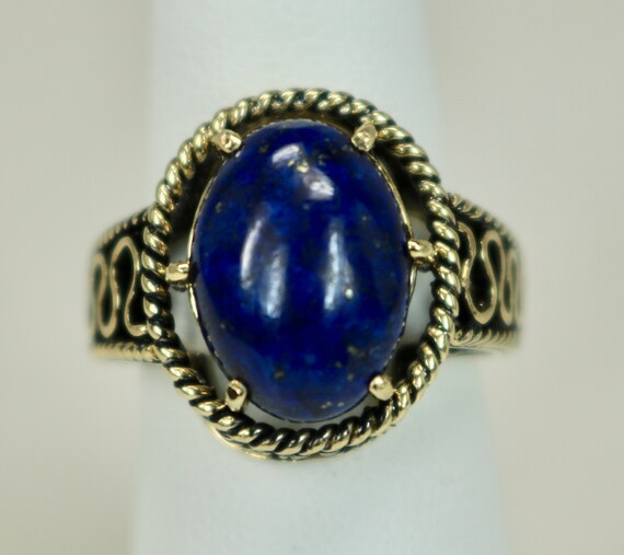 Vintage 14K Yellow Gold 4.9 Carats Lapis Lazuli R… - image 1