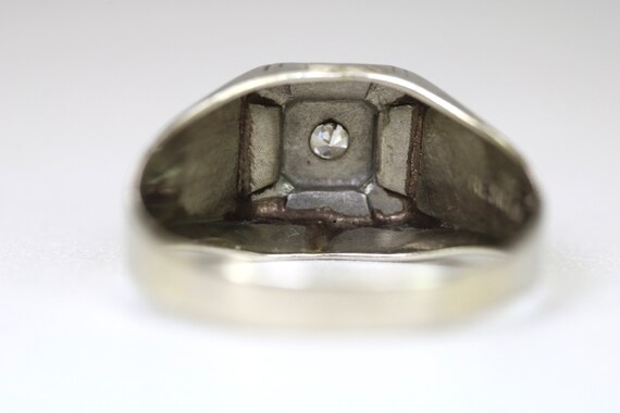 Antique Mens Mans Ring 14K White Gold 0.035 Carat… - image 3