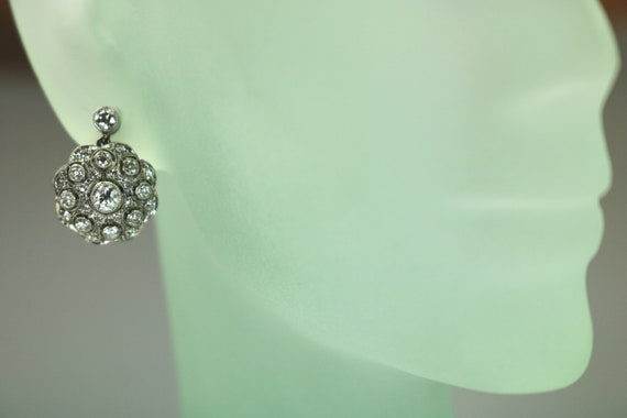 Antique Earrings Platinum 1.5ctw Diamonds 18K Yel… - image 3