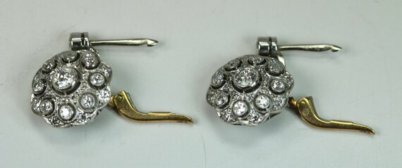 Antique Earrings Platinum 1.5ctw Diamonds 18K Yel… - image 9