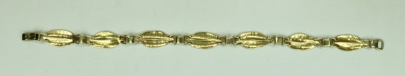 Vintage Ladies 14K Yellow Gold Leaf Link Bracelet… - image 8