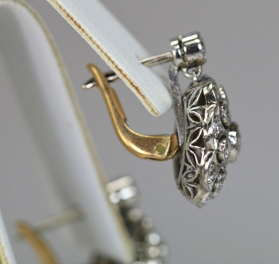 Antique Earrings Platinum 1.5ctw Diamonds 18K Yel… - image 8