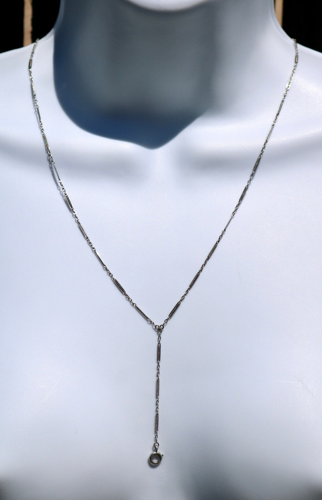 Antique Edwardian 14K White Gold Lariat Necklace or Y Necklace Etsy