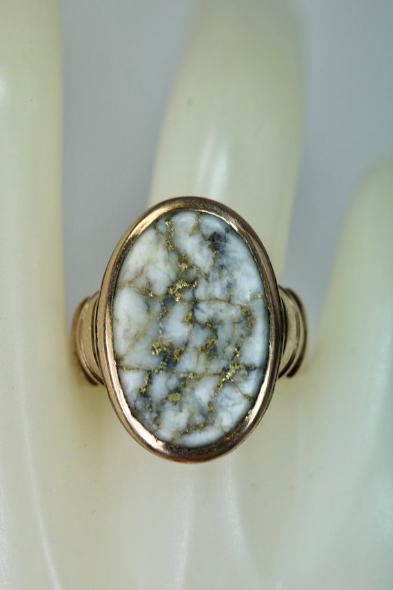 Antique Edwardian 9K Rose Gold Ladies Mens Ring w… - image 9