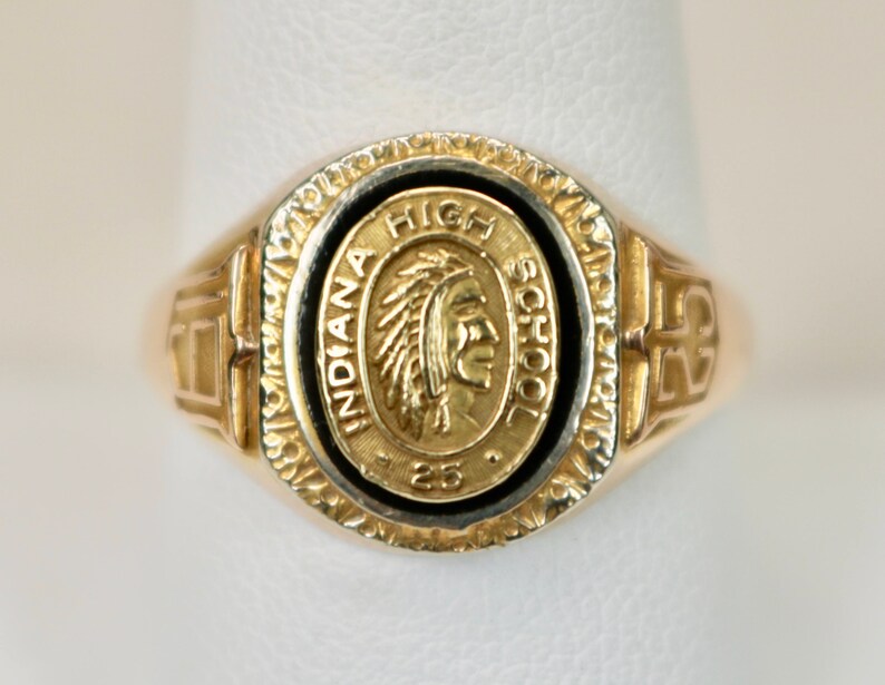 Antique Mens Class Ring 10K Yellow Gold 1925 Indiana High Etsy