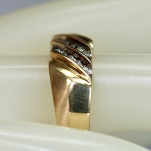 Vintage Mens Mans 10K Yellow Gold Ring Band 10 Diamonds in Top Area 2 ...