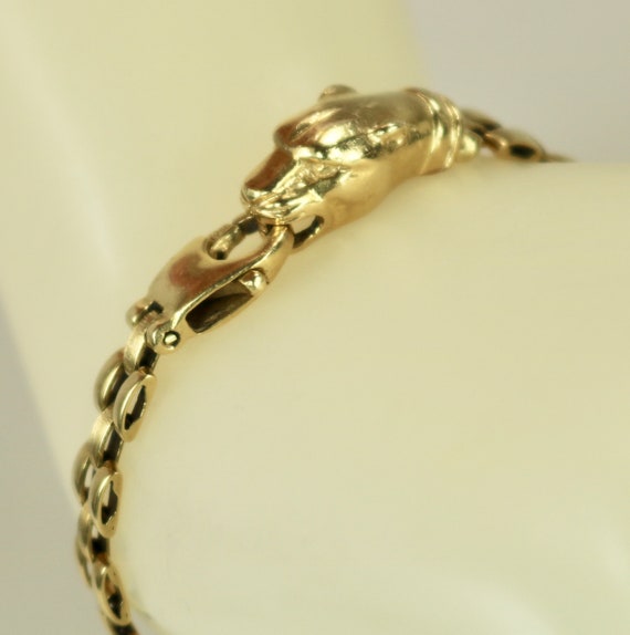 Vintage Womens 14K Yellow Gold Panther Link Bracel