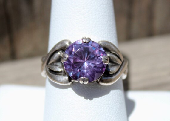 Jolie BAGUE PL ARGENT 925 AMETHYSTE VIOLET ALLIANCE SILVER CHEVALIERE