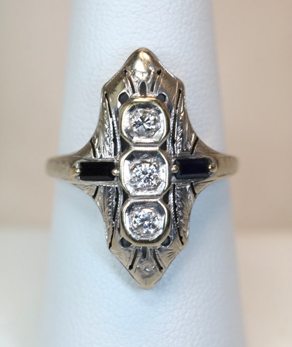 Antique Estate Art Deco Era Ladies 18K White Gold… - image 2