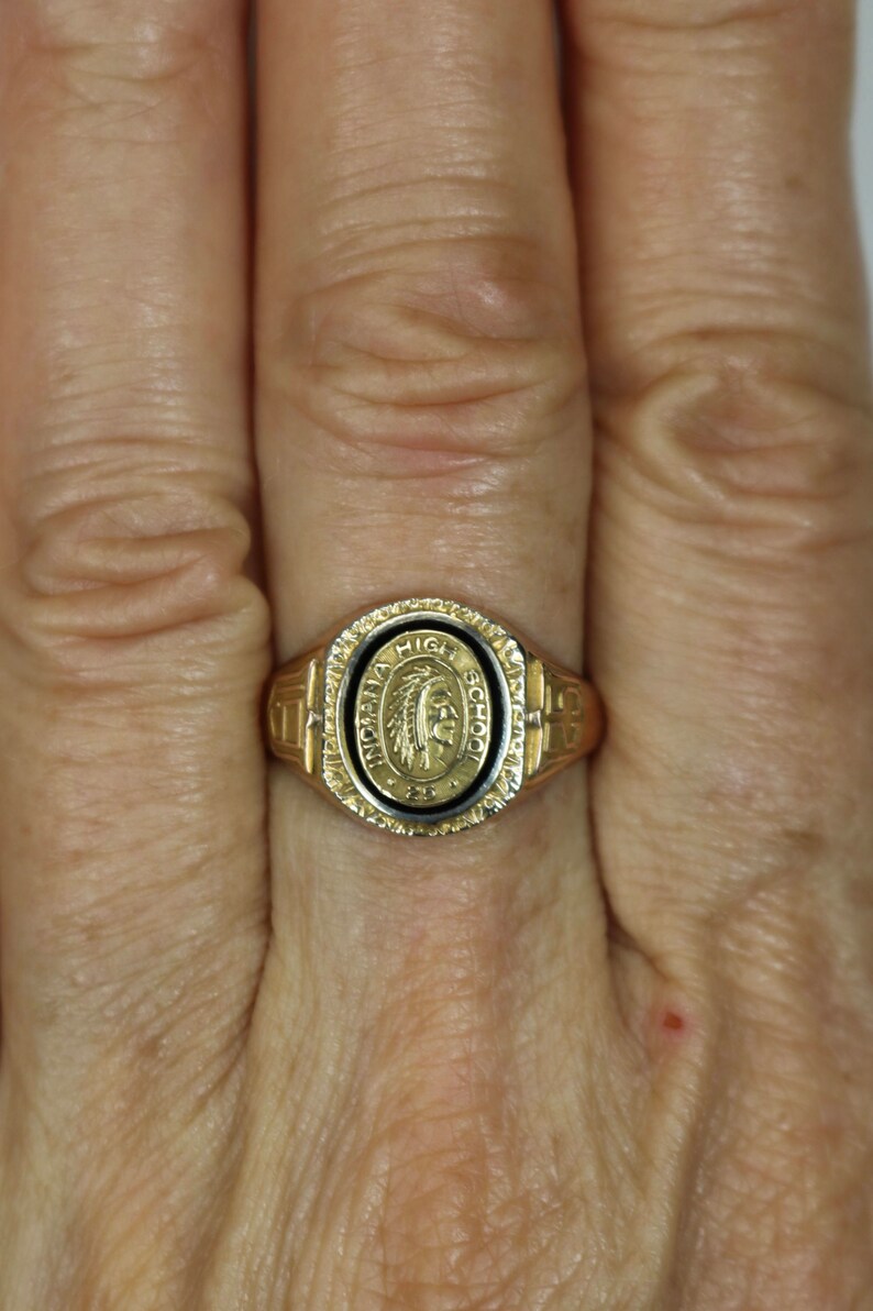 Antique Mens Class Ring 10K Yellow Gold 1925 Indiana High Etsy