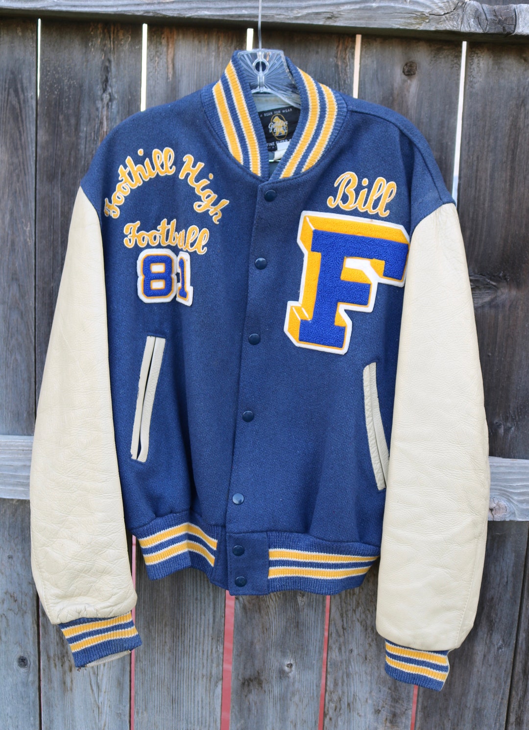 Vintage Mens Athletic Football Jacket Wool & Leather Fully - Etsy