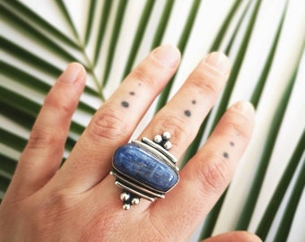Statement Sterling Silver Ocean JasperGarnet Ring