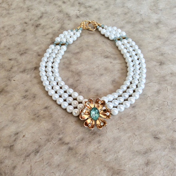 Large Pearl Choker Wedding Necklace 