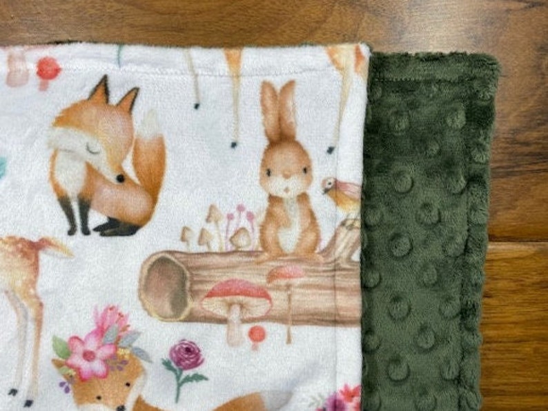 Forest Animals Baby Girl Blanket Personalized Minky Blanket Etsy