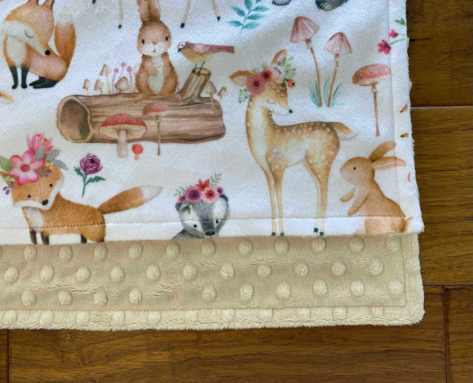 Forest Animals Baby Girl Blanket Personalized Minky Blanket Etsy