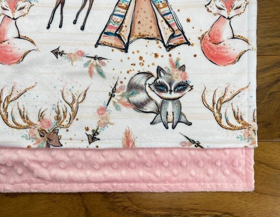 customizable Baby blanket Forest Animals Minky selectable cotton fabric customizable Baby blanket Forest Animals Minky selectable cotton fabric
