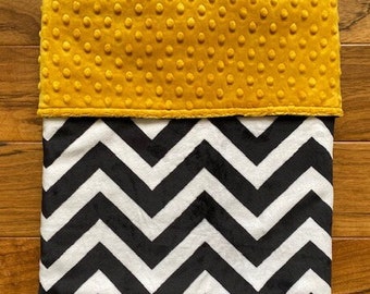 Pittsburgh Steelers Minky Baby Blanket, Personalized Baby Gift for Steelers Fan, Purdue University Gift, Black and Gold Minky Blanket