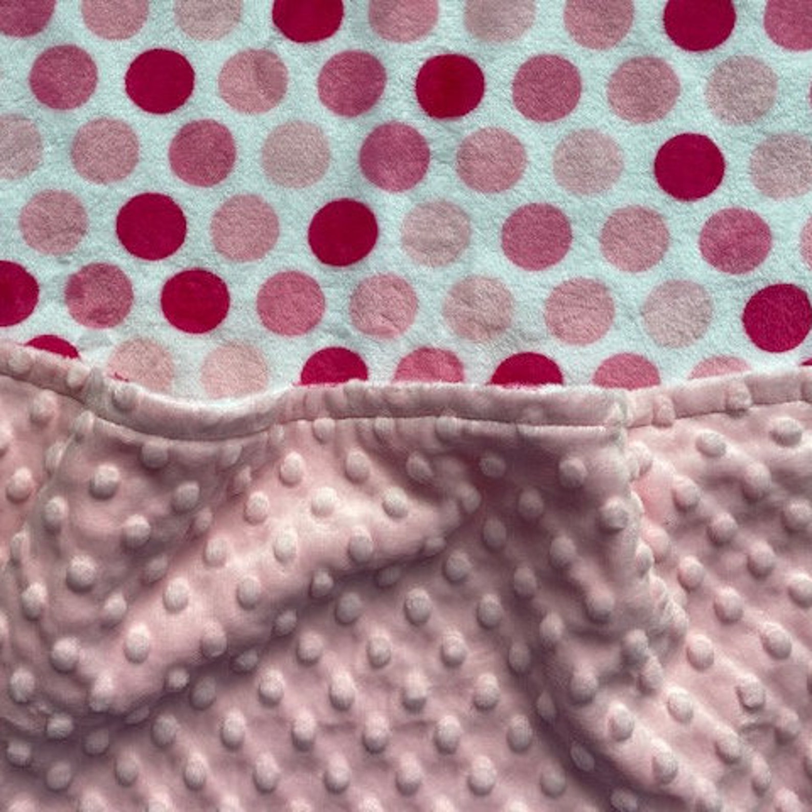 Pink Polka Dot Minky Baby Blanket Personalized Baby Girl Etsy