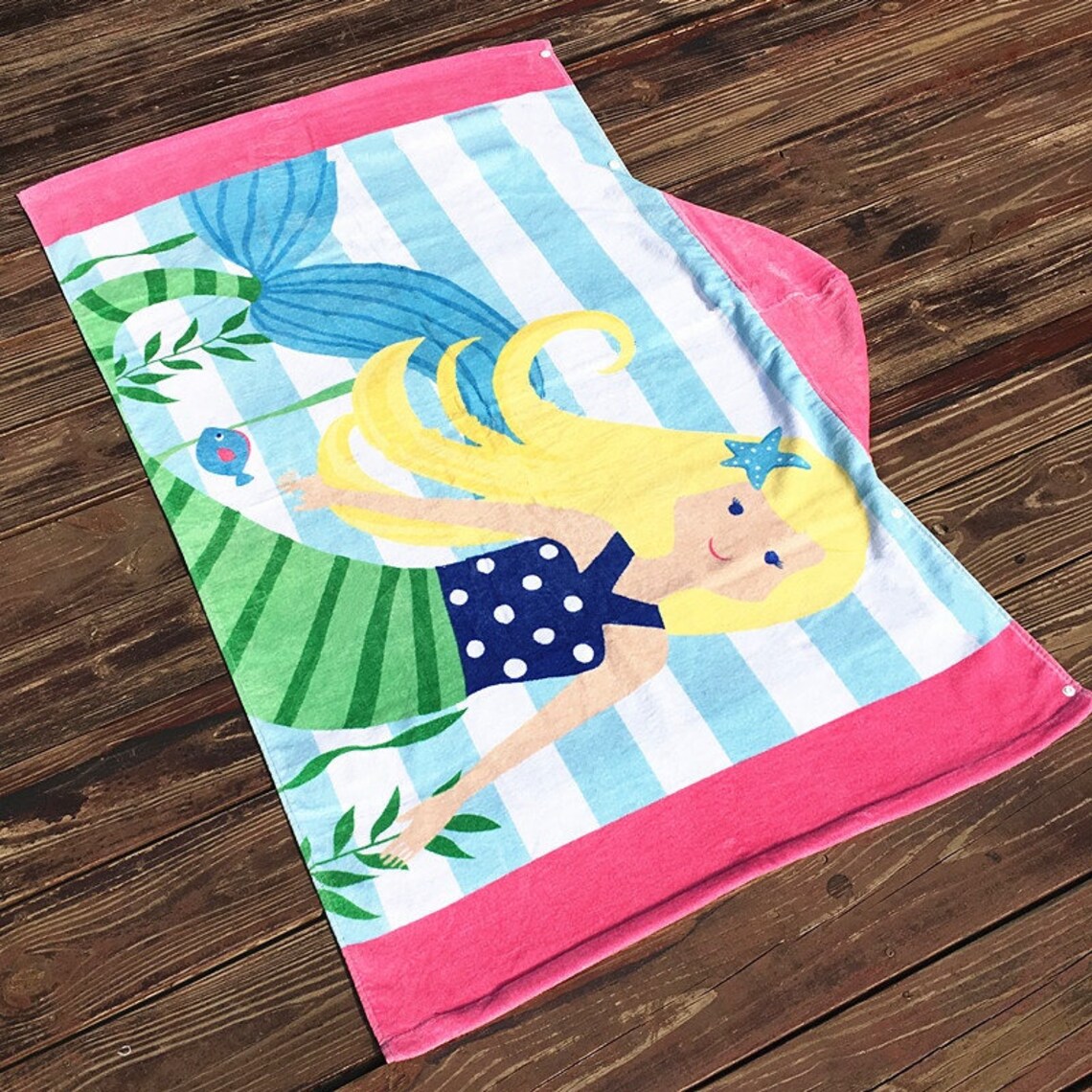 Mermaid Beach Towel with Name Child's Pool Towel with Etsy