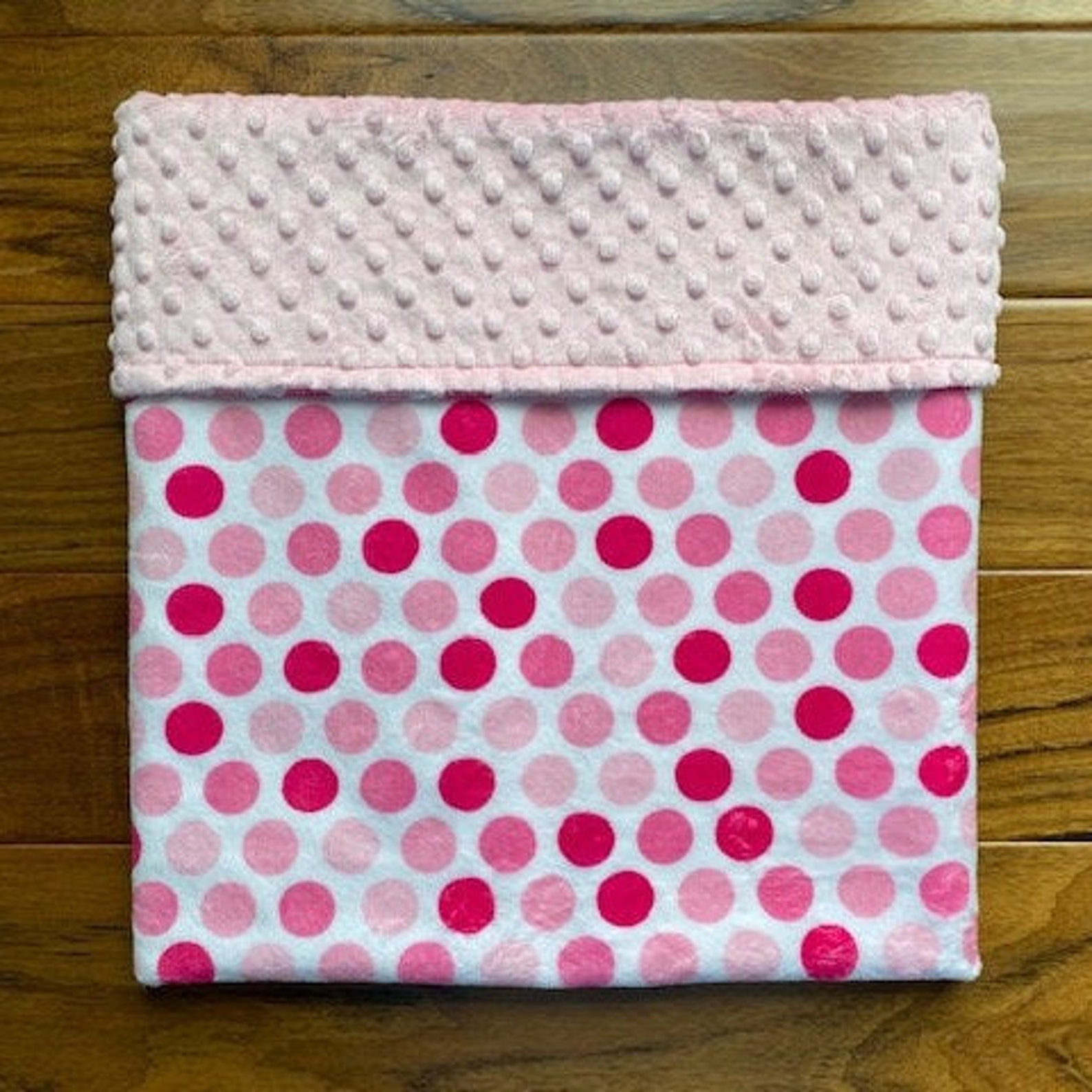 Pink Polka Dot Minky Baby Blanket Personalized Baby Girl Etsy