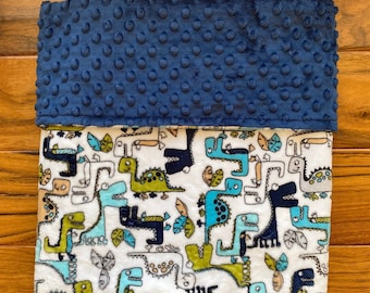 Dinosaur Minky Blanket for Baby Boy, Modern Dinos Baby Boy Shower Gift, Blanket with Dinosaurs, Dinosaur Nursery Decor, Toddler Child Gift