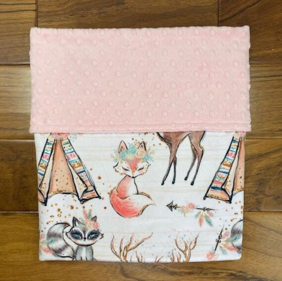 customizable Baby blanket Forest Animals Minky selectable cotton fabric customizable Baby blanket Forest Animals Minky selectable cotton fabric