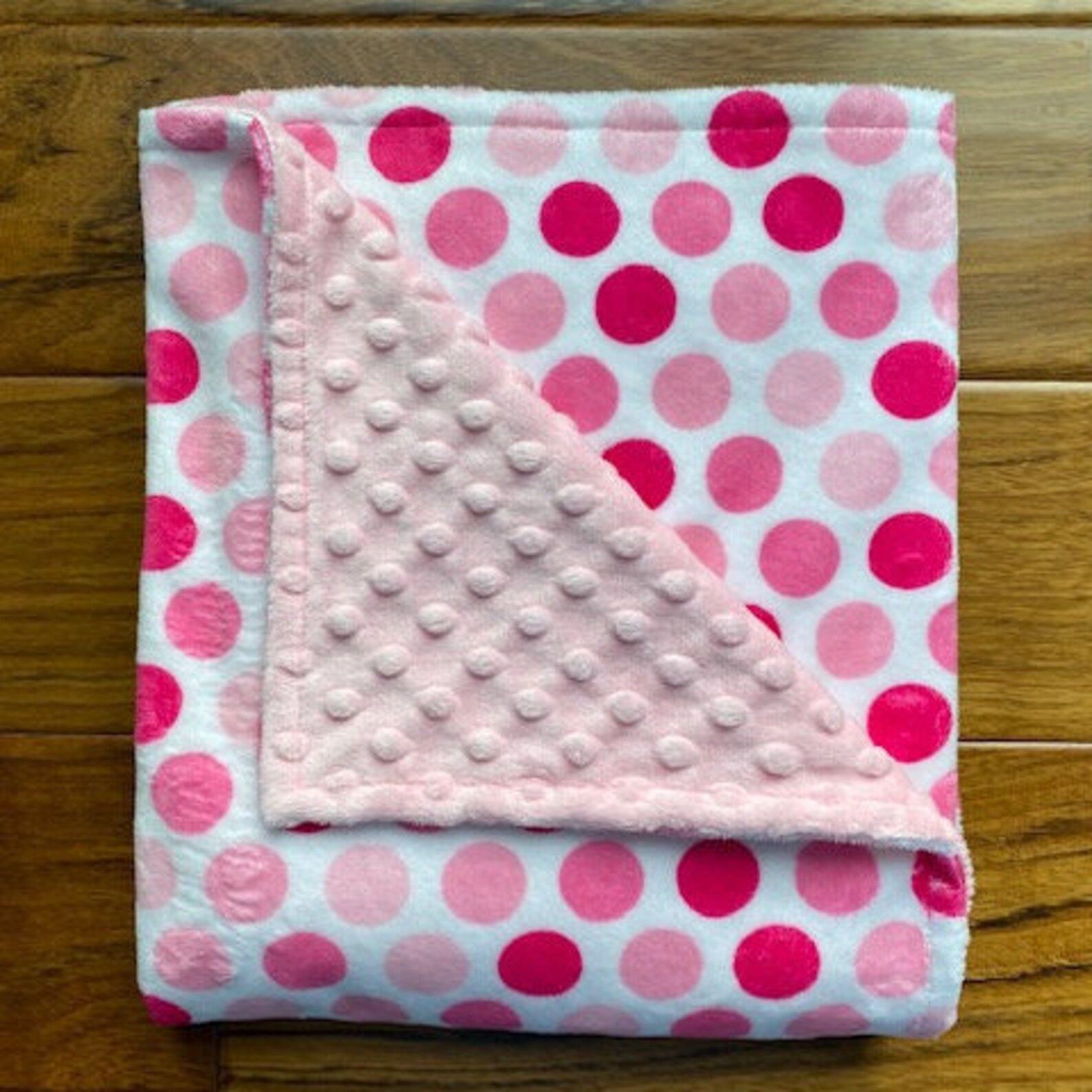 Pink Polka Dot Minky Baby Blanket Personalized Baby Girl Etsy
