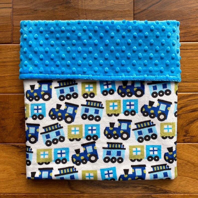 Trains Minky Boy Blanket With Name Trains Baby Shower Gift Etsy UK