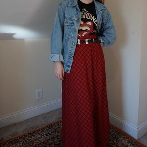 Vintage Handmade 1990s Plaid Ankle Length Skirt