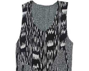 Y2K Issey Miyake Pleats Please Patterned Tank, Issey Miyake Pleated Tank, Miyake Pleats Tank Top, Vintage Issey Miyake Pleats Please Top