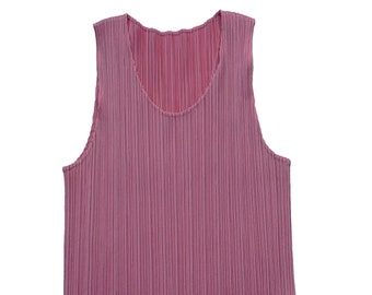 Y2K Issey Miyake Pleats Please Pink Tank, Miyake Pleats Please Tank, Vintage Issey Miyake Top, Pleats Please Top, Vintage Issey Miyake