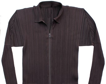 Y2K Issey Miyake Pleats Please Black Two-way Zip Jacket