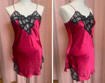 1990s Victorias Secret Gold Label Slip Dress, 1980s Vintage Victoria's Secret Dress, Vintage Slip Dress, Vintage VS lace slip, 1990s Slip