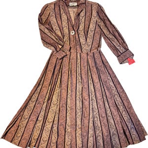 1950s Julie Miller Dress, 1950s Dress, 1950s Brown Dress, 1960s Dress, 1950s Stripe Dress, 1950s Fit n Flare Dress, 1950s Shirtwaist Dress