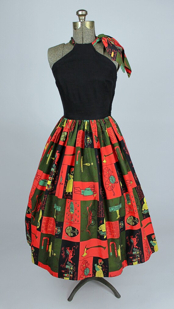 1950s AAA Dress, Laura Jean Allen Print, 1950s No… - image 2