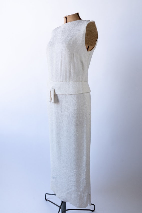 1960s Harou Dress, 1960s White Dress, 1960s Colum… - image 3