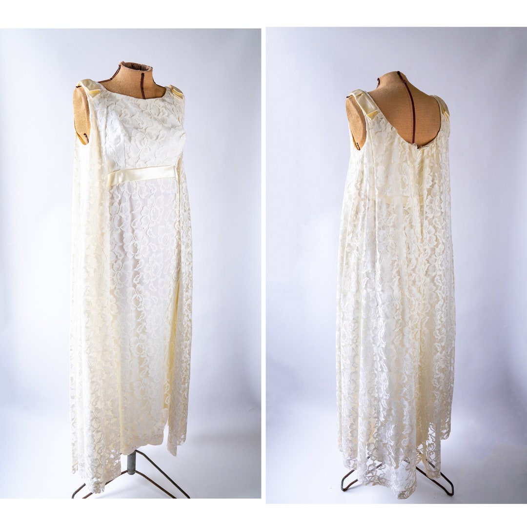1960s Lace Gown, 1960s Lace Wedding Dress, 1960s Lace Cape Dress, 1960s ...