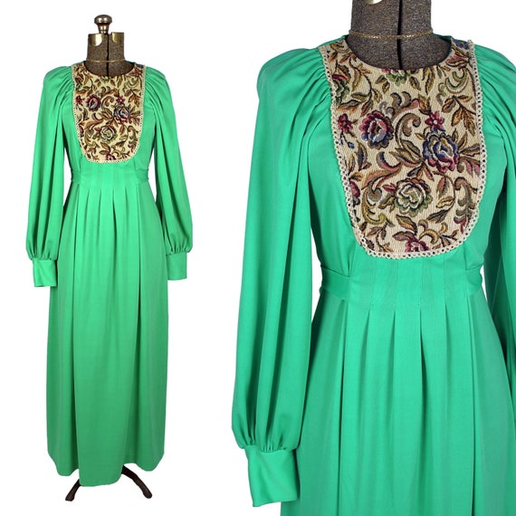 1970s Folk Dress, 1970s Prairie Dress, Cottage Cor