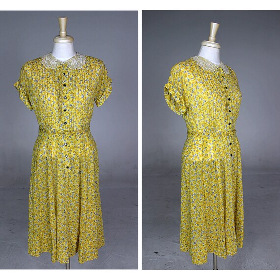 1950s Dress, 1950s Floral Dress, 1950s Button-Up D