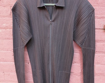 Y2K Issey Miyake Pleats Please Black Two-way Zip Jacket