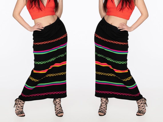 BANFF Ltd Knit, 1960s Maxi Skirt, 1960s Rainbow Sk